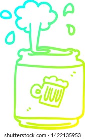 cold gradient line drawing of a cartoon can of beer