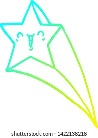 desenho de linha de gradiente frio de uma estrela cadente de desenhos animados