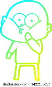 kalte Gradientenzeichnung eines kahlen Karikaturenmanns mit Sternen