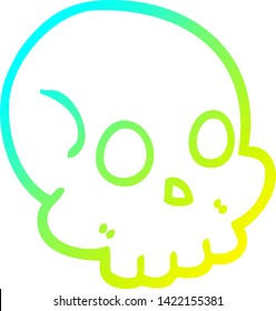 cold gradient line drawing of a cartoon skull