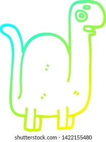 cold gradient line drawing of a cartoon prehistoric dinosaur