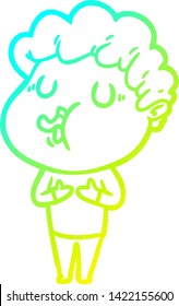 cold gradient line drawing of a cartoon man singing