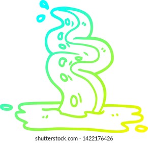 cold gradient line drawing of a cartoon spooky tentacle