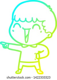 cold gradient line drawing of a cartoon happy man