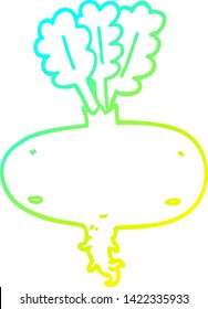 kalte Farbverlauf-Linienzeichnung einer Cartoon-Rübe