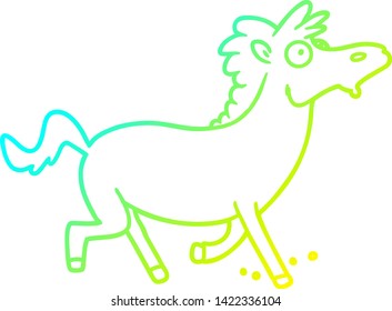 cold gradient line drawing of a cartoon running horse