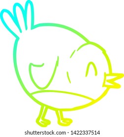 dibujo de línea de gradiente frío de un pájaro de caricatura