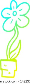 dibujo de línea de gradiente frío de una olla de flor de dibujos animados