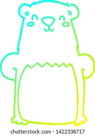 dibujo de línea de degradado frío de un oso de dibujos animados