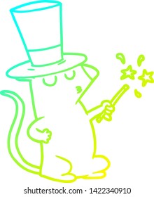 cold gradient line drawing of a cartoon mouse magician