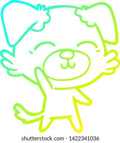 cold gradient line drawing of a cartoon dog