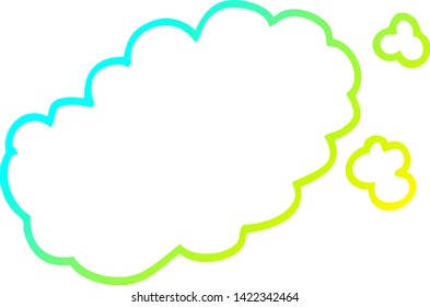cold gradient line drawing of a cartoon puff of smoke