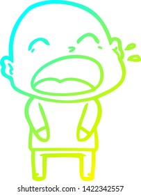 dibujo de línea de gradiente frío de una caricatura gritando hombre calvo