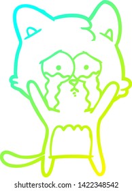 dibujo de línea de degradado frío de un gato de dibujos animados