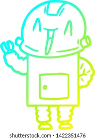cold gradient line drawing of a cartoon robot