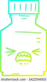 cold gradient line drawing of a cartoon pill jar