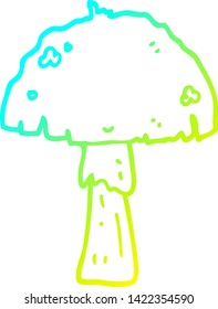 cold gradient line drawing of a cartoon mushroom