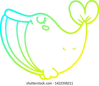 cold gradient line drawing of a cartoon whale