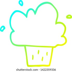 cold gradient line drawing of a cartoon cupcake