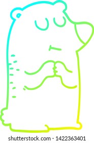 cold gradient line drawing of a cartoon polar bear