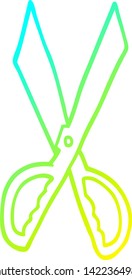 cold gradient line drawing of a cartoon sewing scissors
