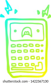 cold gradient line drawing of a cartoon calculator