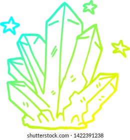 dibujo de línea de degradado frío de un cristal mágico de dibujos animados