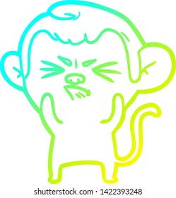 cold gradient line drawing of a cartoon annoyed monkey