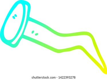 cold gradient line drawing of a cartoon bent iron nail