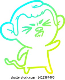 cold gradient line drawing of a cartoon angry monkey