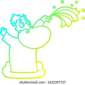 cold gradient line drawing of a cartoon god on cloud