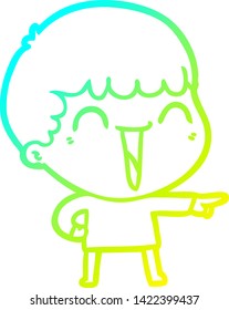 dibujo de una línea de degradado frío de un hombre feliz de caricatura