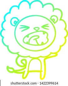 dibujo de línea de gradiente frío de un león de dibujos animados