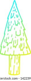 cold gradient line drawing of a cartoon christmas tree