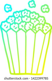 cold gradient line drawing of a cartoon popcorn