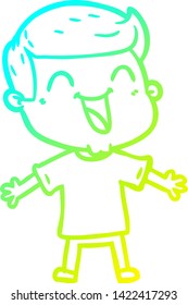 desenho de linha de gradiente frio de um homem feliz desenho animado