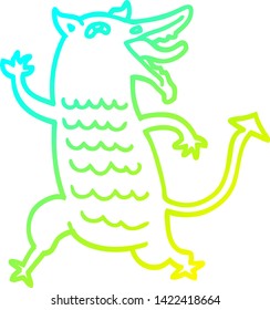 cold gradient line drawing of a cartoon medieval demon