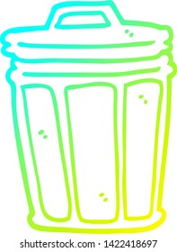cold gradient line drawing of a cartoon trash can