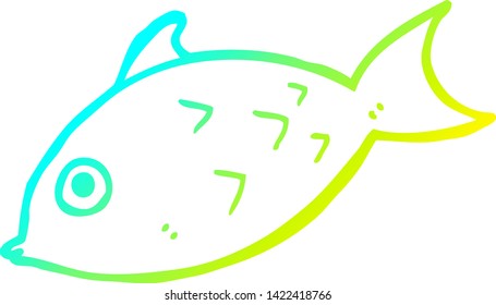 cold gradient line drawing of a cartoon fish