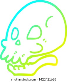 cold gradient line drawing of a cartoon skull