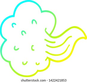 cold gradient line drawing of a cartoon whooshing cloud