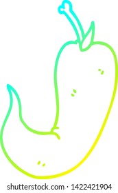 cold gradient line drawing of a cartoon chilli pepper