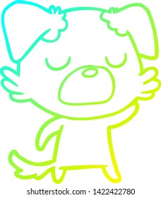 dibujo de línea de degradado frío de un perro de dibujos animados