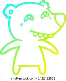 cold gradient line drawing of a cartoon bear showing teeth