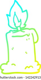 cold gradient line drawing of a cartoon burning candle