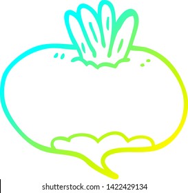 dibujo de línea de degradado frío de un turnip de dibujos animados