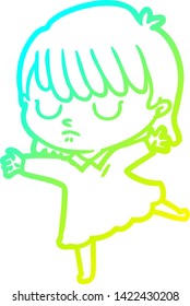 dibujo de línea de gradiente frío de una mujer caricaturista