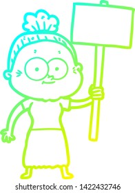 dibujo de una anciana feliz con gradiente frío