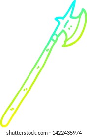 cold gradient line drawing of a cartoon medieval halberd