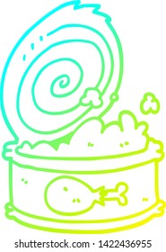 dibujo de línea de degradado frío de una caricatura de comida enlatada